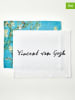 BELLA MAISON 2-delige set: theedoeken "Van Gogh" wit/turquoise - (L)50 x (B)40 cm