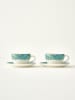 BELLA MAISON 4-delige set: theekoppen "Van Gogh" turquoise/wit - 270 ml