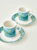 BELLA MAISON 4-delige set: koffiekoppen "Van Gogh" turquoise/wit - 90 ml