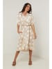 Le Monde du Lin Leinen-Kleid in Beige/ Weiß