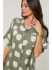 Le Monde du Lin Leinen-Kleid in Khaki/ Weiß