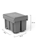 IDOMYA Essentials Mülleimer in Grau - (B)34 x (H)35 x (T)48 cm