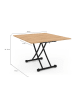 IDOMYA Factory Klapptisch "Tribeca" in Hellbraun/ Schwarz - (B)100 x (H)75 x (T)54 cm