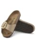 Birkenstock Leder-Pantoletten "Madrid Big Buckle" in Sand