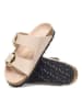 Birkenstock Skórzane klapki "Arizona Big Buckle" w kolorze beżowym