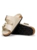 Birkenstock Leder-Pantoletten "Arizona Big Buckle" in Creme
