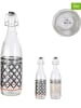 every ware 2-delige set: glazen flessen transparant/beige/zwart - 1 l
