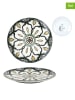 every ware 6-delige set: dessertborden "Mandala" wit/groen/zwart - Ø 19 cm