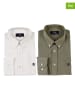 The Time of Bocha 2er-Set: Hemden - Regular fit - in Khaki/ Weiß