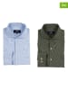 The Time of Bocha 2-delige set: blouses - regular fit - kaki/lichtblauw