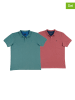 The Time of Bocha 2-delige set: poloshirts lichtroze/turquoise