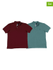 The Time of Bocha 2er-Set: Poloshirts in Bordeaux/ Türkis