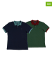 The Time of Bocha 2er-Set: Poloshirts in Dunkelblau/ Grün