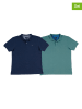 The Time of Bocha 2er-Set: Poloshirts in Türkis/ Dunkelblau