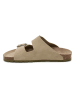 JOLANA & FENENA Leren slippers kaki