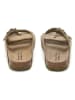 JOLANA & FENENA Leder-Pantoletten in Khaki