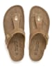 JOLANA & FENENA Leren teenslippers lichtbruin
