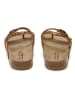 JOLANA & FENENA Leren teenslippers lichtbruin