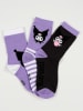Sanrio Skarpety (3 pary) "Kuromi" w kolorze czarno-fioletowym