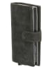 HIDE & STITCHES Leren portemonnee antraciet - (B)8 x (H)10 x (D)1,5 cm