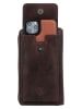 HIDE & STITCHES Leren smartphonetas "Paint Rock" donkerbruin - (B)11 x (H)19 x (D)3 cm