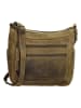 HIDE & STITCHES Leder-Umhängetasche in Oliv - (B)24 x (H)22 x (T)10 cm