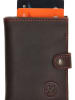 HIDE & STITCHES Leren portemonnee donkerbruin - (B)7 x (H)10 x (D)1,5 cm
