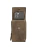 HIDE & STITCHES Leder-Handytasche in Khaki - (B)11 x (H)20 x (T)3 cm