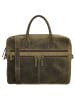 HIDE & STITCHES Leder-Businesstasche in Khaki - (B)40 x (H)30,5 x (T)7 cm