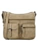 HIDE & STITCHES Leren schoudertas beige - (B)34 x (H)25 x (D)10 cm