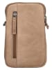 HIDE & STITCHES Leder-Handytasche in Beige - (B)12 x (H)19 x (T)5 cm