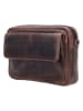 HIDE & STITCHES Leder-Umhängetasche in Braun - (B)21 x (H)14 x (T)4,5 cm