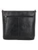 HIDE & STITCHES Leren schoudertas zwart - (B)26 x (H)25 x (D)4 cm