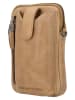 HIDE & STITCHES Leren smartphonetas "Porto" lichtbruin - (B)13 x (H)19 x (D)2 cm