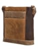 HIDE & STITCHES Leren schoudertas bruin/lichtbruin - (B)23 x (H)22 x (D)6 cm
