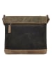 HIDE & STITCHES Leren schoudertas kaki/zwart - (B)23 x (H)22 x (D)6 cm