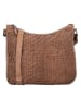 HIDE & STITCHES Leren schoudertas "Inspired by illusion" bruin - (B)30 x (H)26 x (D)10 cm