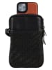 HIDE & STITCHES Leren smartphonetas "Inspired by illusion" zwart - (B)12 x (H)20 x (D)4 cm