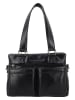 HIDE & STITCHES Leder-Schultertasche in Schwarz - (B)27 x (H)18 x (T)10 cm