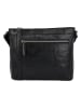HIDE & STITCHES Leren schoudertas zwart - (B)28 x (H)22 x (D)8 cm