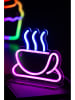 Leitmotiv LED-Dekoleuchte "Coffee" in Rosa/ Hellblau - (B)30 x (H)21 cm