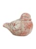 Clayre & Eef Dekofigur "Vogel" in Hellgrau/ Rot - (B)14 x (H)10 x (T)9 cm