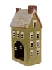 Clayre & Eef Świecznik "Home” w kolorze oliwkowo-kremowym - 14 x 26 x 10 cm
