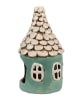 Clayre & Eef Teelichthalter "Haus" in Türkis/ Weiß - (H)20 x Ø 11 cm 