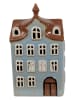 Clayre & Eef Theelichthouder "Huis" bruin/lichtblauw - (B)13 x (H)22 x (D)9 cm