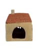 Clayre & Eef Theelichthouder "Huis" kaki/lichtbruin - (B)17 x (H)19 x (D)10 cm