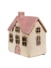 Clayre & Eef Theelichthouder "Huis" beige/lichtroze - (B)13 x (H)16 x (D)10 cm