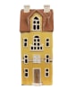 Clayre & Eef Theelichthouder "Huis" geel/lichtbruin - (B)11 x (H)25 x (D)9 cm