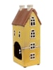 Clayre & Eef Theelichthouder "Huis" geel/lichtbruin - (B)11 x (H)25 x (D)9 cm