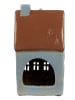 Clayre & Eef Theelichthouder "Huis" blauw/lichtbruin - (B)11 x (H)20 x (D)8 cm